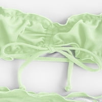za ženska teksturna zelena salata narezane kravate bikini kupaći kostimi zeleni l