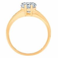 1. CT Sjajno srce Clear Simulirani dijamant 18k žuti zlatni pasijans prsten sz 5.5