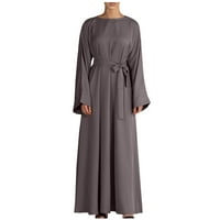 Haljine za žene muslimanska abaya duga haljina cvjetna tiskana vintage kaftane islamske maxi haljine sive l