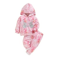 Medvjed dojenčad Outfits mjeseci Dojenčad Djevojke Jesenski odijelo Mjeseci Dojenčad Djevojke Moderan zmaj Print Tie-dye s kapuljačom dugih rukava + hlače se postavljaju ružičasta