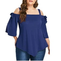 GDFUN TSHIrts majice za žene modne žene casual plus veličine asimetrična hladna ramena vrhunska majica luka bluza