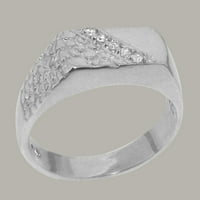 Britanci napravio 14K bijelog zlatnog prirodnog dijamantskog mens zaručničkog prstena - Veličine opcije - Veličina 9,25