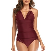 FESFESFES kupaći kostim za žene Žene jednodijelno podstavljene plus veličine preklapajući kupaći kostim