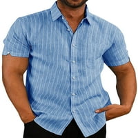 Muški kratki rukav Striped print majica rever vrat plaža Tee Ležerne ljetne majice