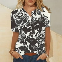 Žene ljetne vrhove kratki rukav dressy komforna grafička cvjetna tiskana Trendy Tunike Womens T majice