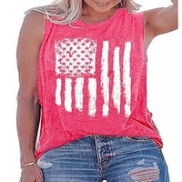 Dame majice bez rukava ljetna vrhunska američka zastava tiskani tenkovi za žene koje prozračima za odmor pulover ljubičasti