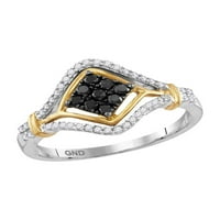 Dijamantna princeza 10kt dvotonski zlatni ženski okrugli crni boja poboljšani dijamantski prsten CTTW