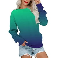 Ženski džemperi Žene Casual okrugli vrat Duks dugih rukava Vrhunski gradijent pulover Labavi verzija