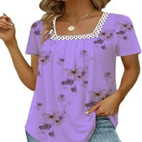 Niveer dame Ljetni vrhovi cvjetni print majica s kratkim rukavima majica meko pulover trkački izrez