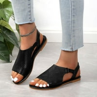 DMQupv dvostrane sandale za žene u boji prozračne kože otvorene nožne sanduke žene žene na plaži sandale veličine sandale crna 6,5
