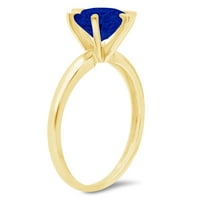 3CT okrugli rez plavi simulirani plavi safir 14k žuti zlatni graviranje izjava godišnjica Angažovanost vjenčanja SOLITAIRE prstena veličine 4