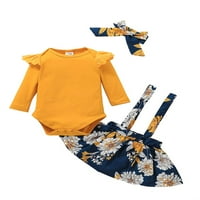 Uukia 0- mjeseci novorođene dječje dječje djevojke s dugim rukavima s dugim rukavima s cvjetnim tiskanim suktima i odijelo za kosu