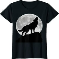 Wolf u Mjeseci svjetloj majica cool puni pas zavija majica, majica za žene crne 4x velike
