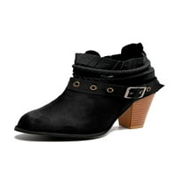 Gomelly Women Comfort Chunky pete Zimske cipele Prozračne čizme za gležnjeve Srednja gornja crna 5,5