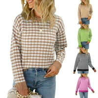 Multitrast ženski džemper, kontrast boja posade s dugim rukavima patchwork pletena jesenja odjeća