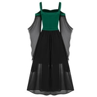 EFSTEB ženska gotička propadna haljina od pune boje hladnog ramena leptir s rukavima Vintage Court haljina