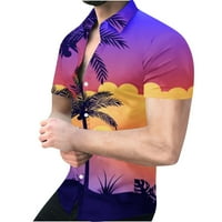 Muške havajske majice kratki rukav grafički print casual tropska majica na plaži Purple2 5xl