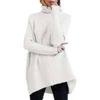 Žene kornjača dugih rukava sa rukavima, ležerni pulover Duks pletene vrhove džemperi za žene pulover džemper bijeli XL