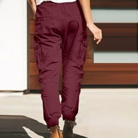 Joggers za žene visoke strukske hlače elastične nacrtajuće multi-džepove Torgy Lounge pantalone sa džepnim ulicom