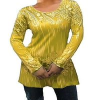 Plus size Ženska majica s dugim rukavima Tunic Dame Crew vrat Ležerne prilike bluza Majice Yellow 5XL