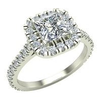 Princess Cut Cushion Halo Diamond Angažman prsten za žene 1. Carat Ukupna težina 18k bijelo zlato