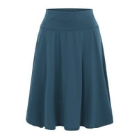 Suknje za žensku čvrstu boju casual visoki struk elastična polovica tijela suknja plava