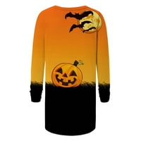 Tking Modne žene Halloween Grafički tiskani pulover Dugih rukava tunika okruglog vrata - m