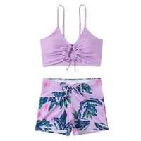 Seksi ženska plus veličine Bikini Modna odjeća od plaže Tanak Visoko struk pokrov Split kupaći kostim Purple XL