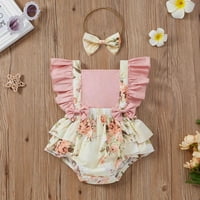 Binmer Toddler Baby Girls Fashion Slatko cvijeće Ispiši ruffles kratki rukav ružni rub bodysuit tužbi