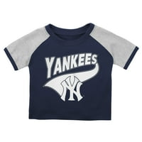 Newborn Navy Heather Siva New York Yankees Little Slugger Dva set bodi