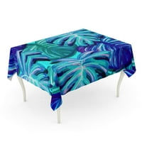 Dizajn Tropskog lišća sa zelenim plavim skicom Palm i Monstera biljka ostavlja stolnjak stolni stol poklopac za partiju