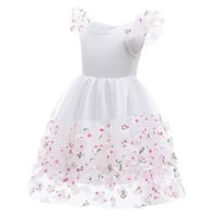 B91XZ Ljetna haljina Dječji djevojke let rukava haljina rođendan borty dječji cvjetni otisci Bowknot