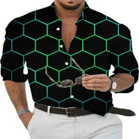 HAITE MAN Ljetni košulje rever za bluze za vrat dugih rukava MENS majica s majicama down TEE Style-R 3XL