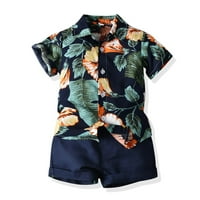 Pejock Baby Boys Odjeća za odjeću Majica Shorts Sets Kids Casual s kratkih rukava Okrugli tiskarski košulje Kratke hlače 2-komadni set za 5 godina