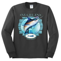 Plava Marlinska riba muška majica dugih rukava, ugljen, srednji