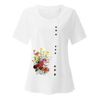 Akiihool T majice za žene Žene Ljetne majice s kratkim rukavima Tunic Strappy Hladni ramena vrhovi