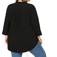 Žene plus bluze casual čvrsta lagana bluza crna 5xl