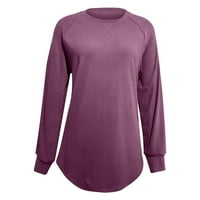 Fjofpr Žene pad odjeće Tunic Bluze za žene s dugim rukavima obična tanka bluza casual solid pulover