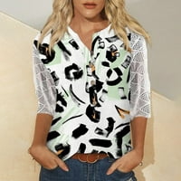 Košulje od apepala za žene za žene i bluze V izrez čipke rukave majice za žene Leopard Print 3xl