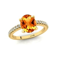 Personalizirani prsten, 14K Gold Halo prsten, citrin s dijamantnim angažmanim prstenom, spomen-poklon