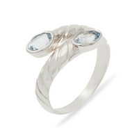 Britanci izrađeni sterling srebrni prirodni akvamarinski ženski prsten - Opcije veličine - 5. - Opcije