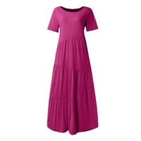 Gotyoou Summer Haljina ženska modna casual maxi haljina kratki rukav elegantna nepravilna haljina za zabavu vruće ružičaste 2xl