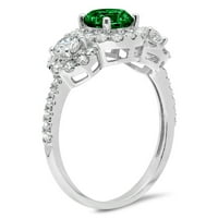 1.79ct okrugli rez zeleni simulirani smaragd 14k bijelo zlato graviranje godišnjice Angažovanje vjenčanog halo trobona veličine prstena 8
