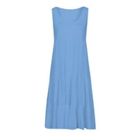 Ljetne haljine za ženske haljine za odmor Summer Beale Bealesiless Beach Wevens Solid Ženska haljina Plava