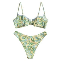 IOPQO kupaći kostim ženama cvjetni tisak Visoko rez V izrez Dvije kupaće kostime kupaće odjeće bikini