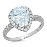 2.38ct kruška rez plavi simulirani dijamant 18k bijelo zlato Angažovanje halo prstena veličine 7.25