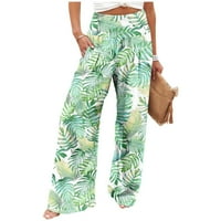 Ženske modne hlače visoke struke Žene elastične hlače za široke noge Ležerne i udobne lakeste plaže