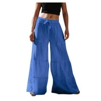 Ženske teretne hlače Lagana radna radna boja labave pamučne posteljine casual široke pantalone za noge