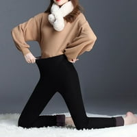 Zkozptok Fleece obložene gamaše Women plus veličina Velvet Zima toplo debele hlače sa visokim strukom, crna, xxxl