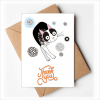Životinjski crtani crtić slatka tanka mačka hvala čestitke za koverte prazne note